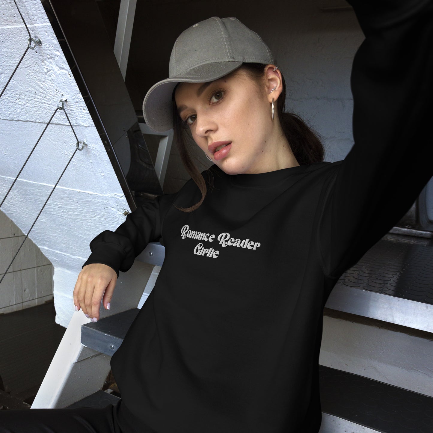 Romance Reader Girlie Embroidered Sweatshirt